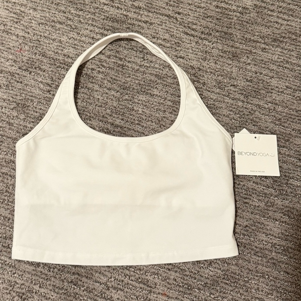Beyond Yoga White Halter Crop Top